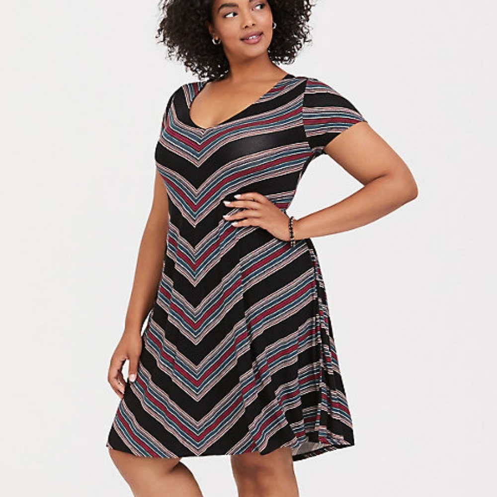 Torrid BLACK STRIPE JERSEY DRESS